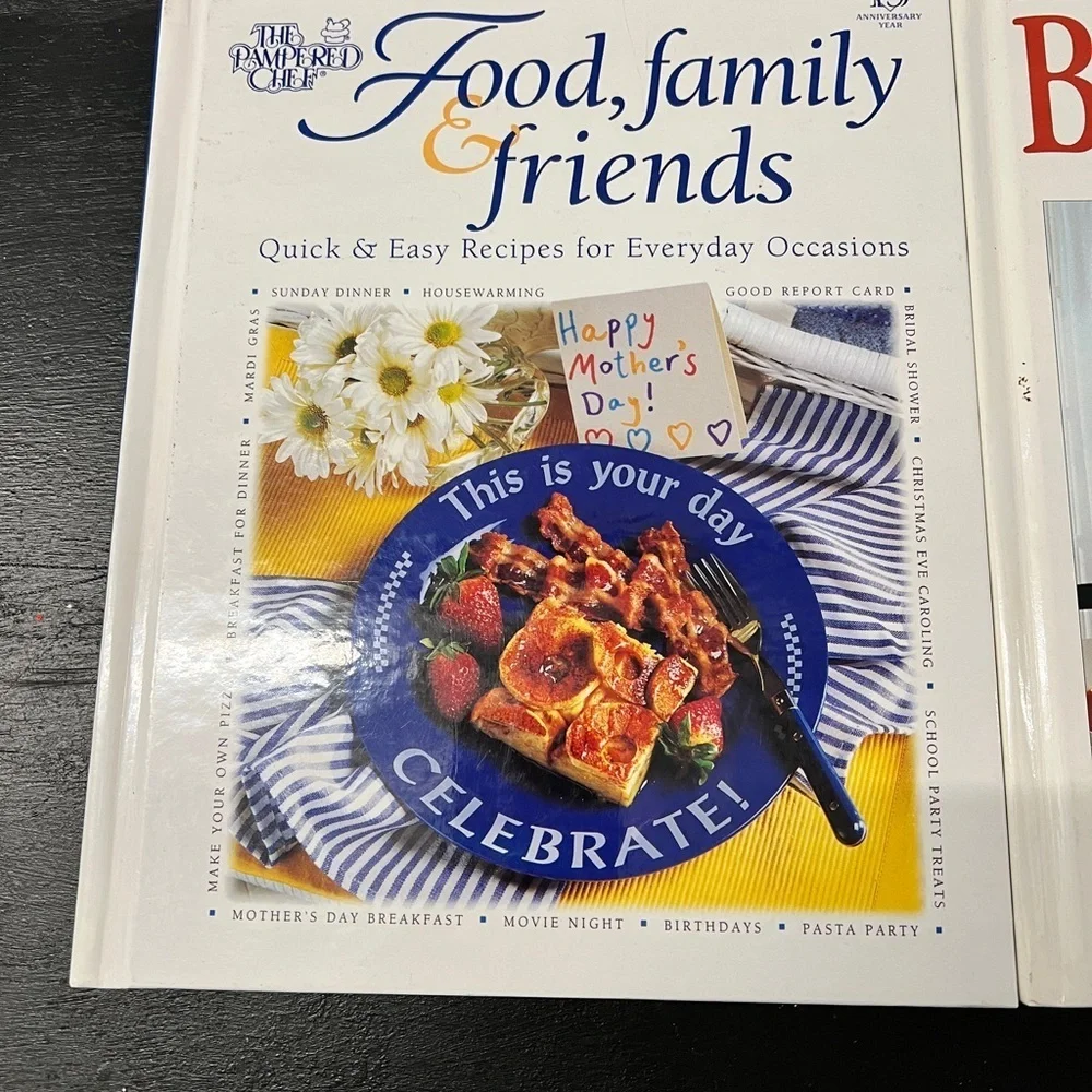 Vintage Pampered Chef Cookbooks Set Food Family & Friends & Busy Mom’s Cookbook